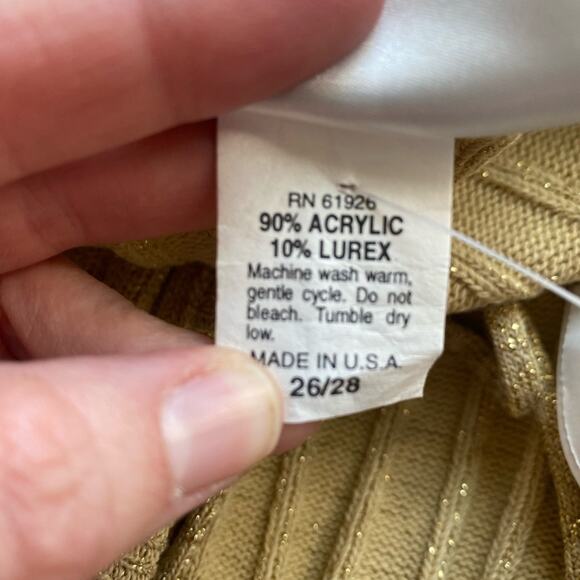 Vtg Fashion Bug NWT Shimmer Gold Ribbed Cardigan Women's 26/28W Glitter Glam - Picture 5 of 5